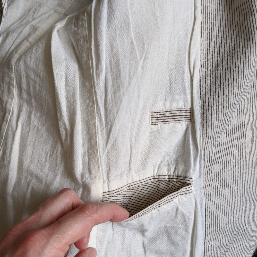 J Crew Striped Linen Blazer Ruched Back - Picture 4 of 6